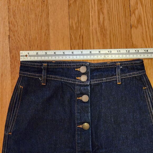 Maje Button-Front Denim Mini Skirt, French Girl Style, Dark Wash, Sz FR 38/US 6 - Picture 8 of 13